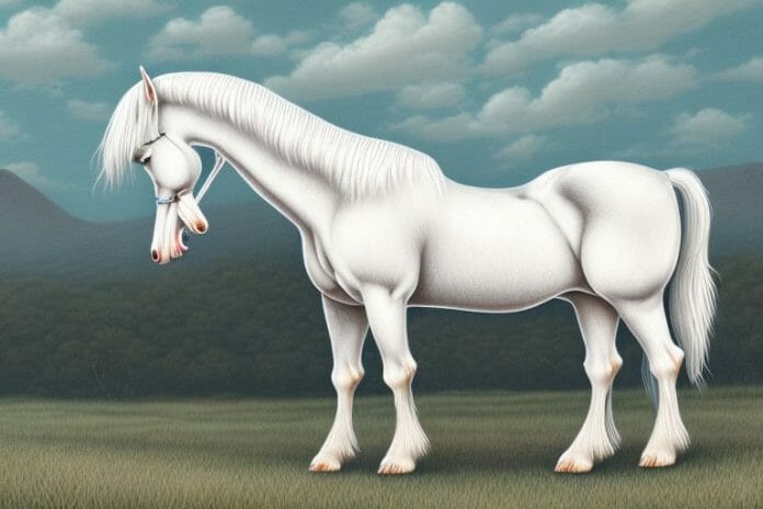 A beautiful american cream draft horse in a rural setting in lebowakgomo