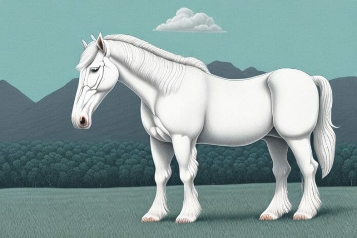 A beautiful american cream draft horse in a picturesque bela-bela
