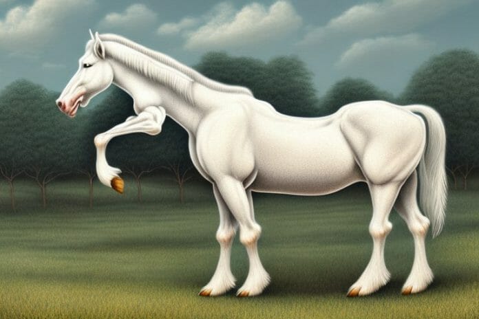 An american cream draft horse in a rural setting in mpumalanga