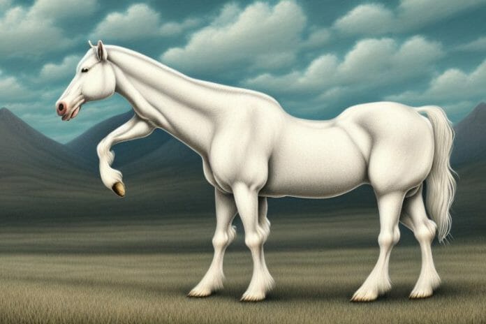 A beautiful american cream draft horse in a rural south african landscape
