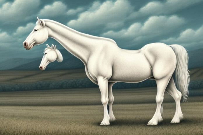 A beautiful american cream draft horse in a rural south african landscape