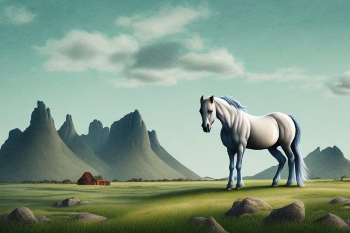 A fjord horse in a rural landscape near potchefstroom