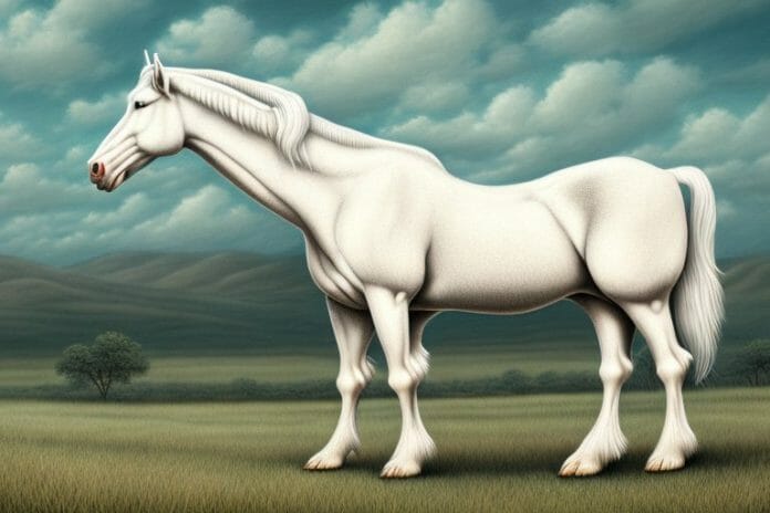 A majestic american cream draft horse in a rural south african landscape