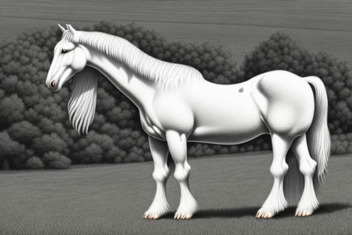An american cream draft horse in a rural setting in lydenburg