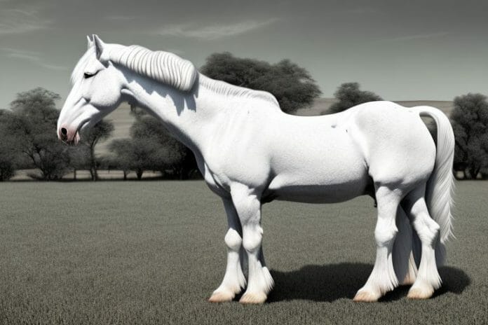 An american cream draft horse in a rural setting in the northern cape