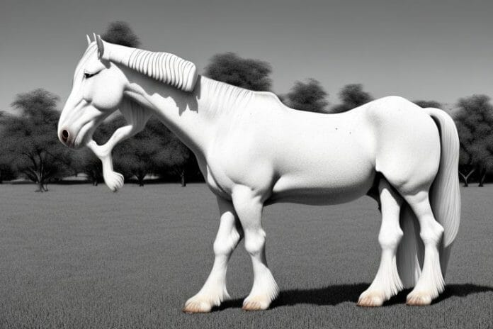 An american cream draft horse in a rural setting in upington