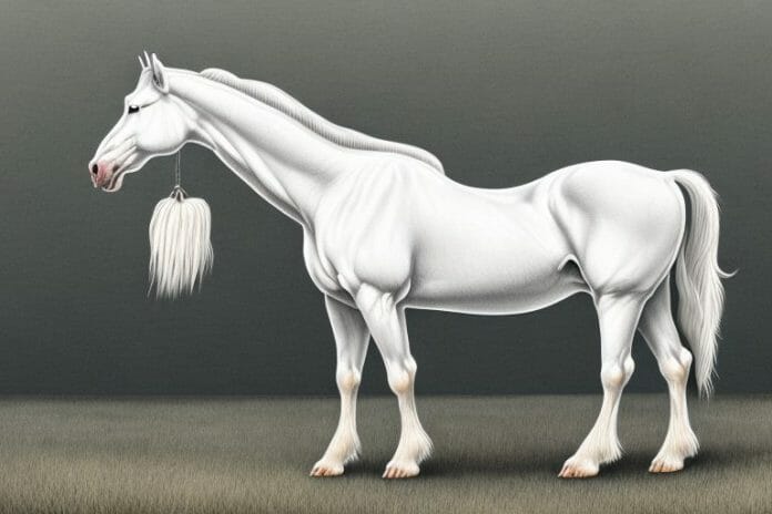 A beautiful american cream draft horse in a rural setting in kathu
