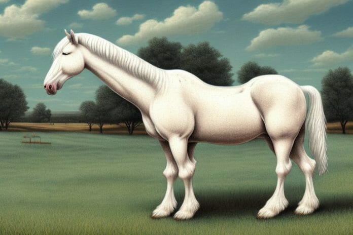 An american cream draft horse in a rural setting in warrenton