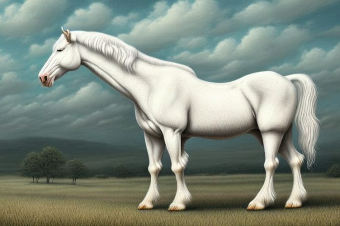 A majestic american cream draft horse in a rural south african landscape