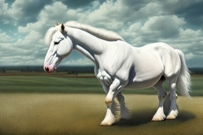 An american cream draft horse in a rural landscape in klerksdorp