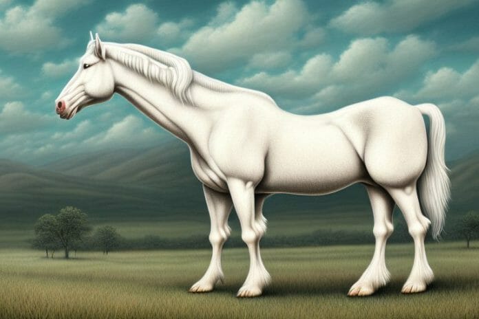 A majestic american cream draft horse in a rural south african landscape