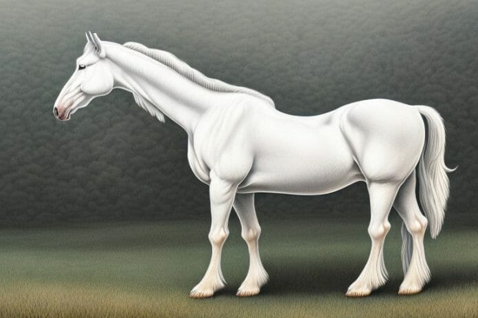 A beautiful american cream draft horse in a rural setting in mogwase