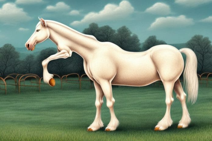 A beautiful american cream draft horse in a rural setting in stellenbosch