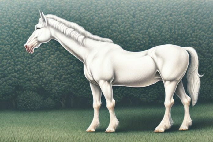 A beautiful american cream draft horse in a rural setting in somerset west