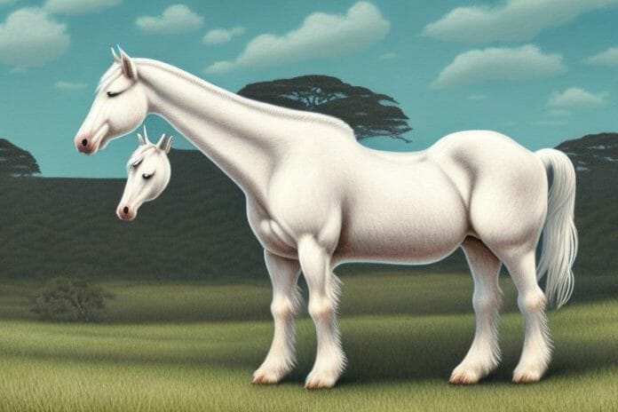 An american cream draft horse in a rural setting in mossel bay