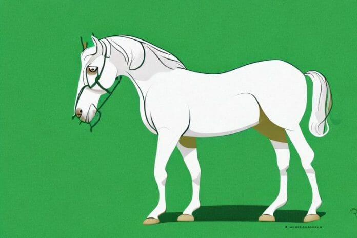 A beautiful irish draught horse in a lush