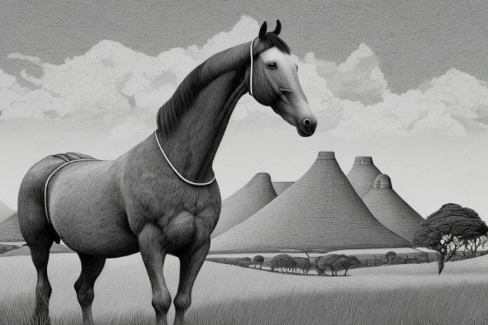 An irish draught horse in a westville