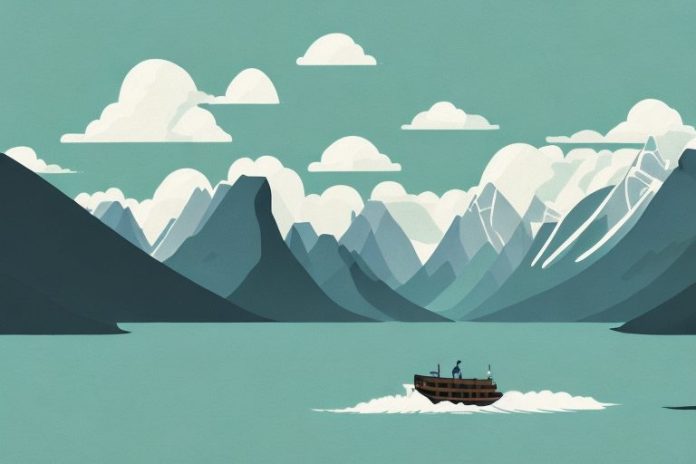 A horse in a fjord landscape
