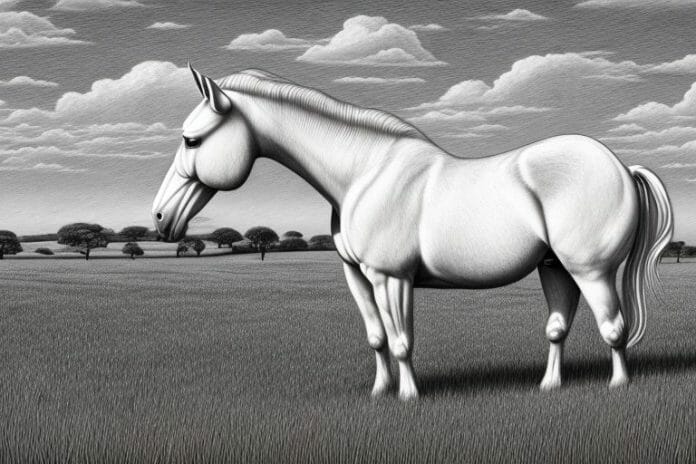 An irish draught horse in a field in bisho