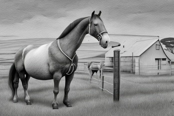 An irish draught horse in a rural setting in jeffreys bay