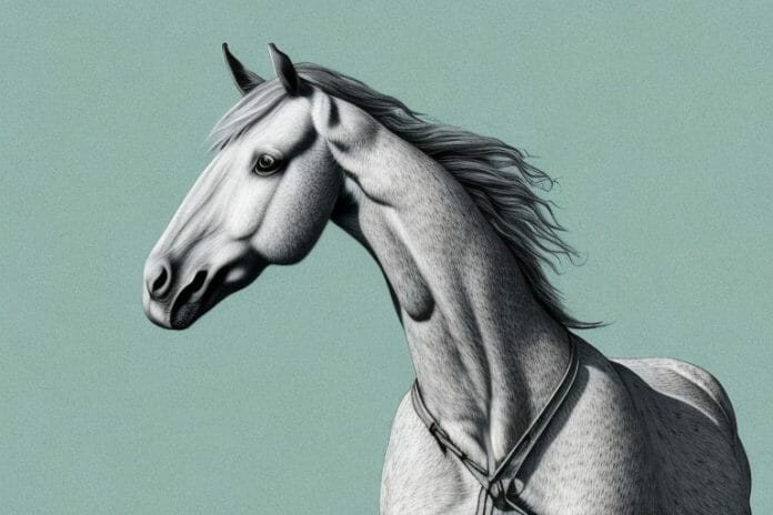 A majestic irish draught horse in a rural south african landscape