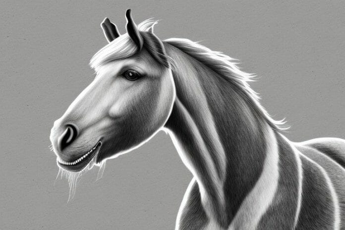 A majestic irish draught horse in a rural south african landscape