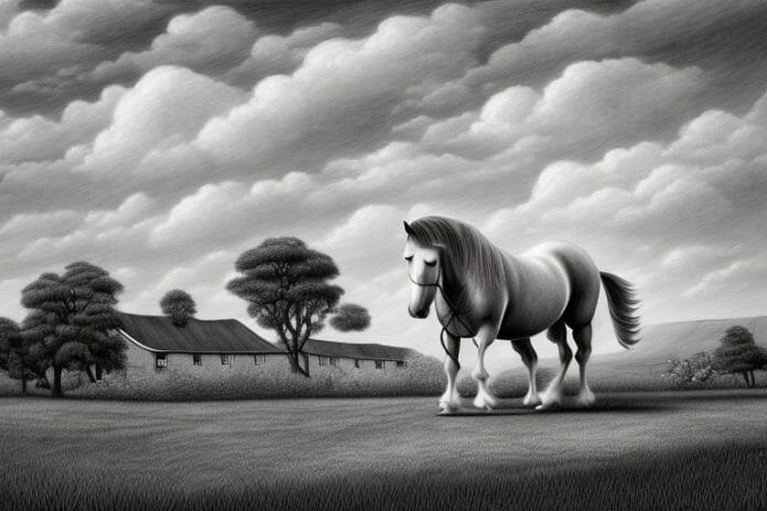 An irish draught horse in a rural landscape in roodepoort