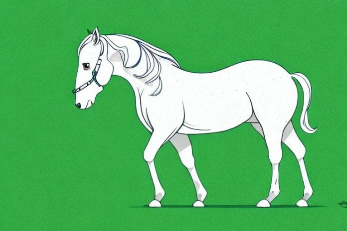 A beautiful irish draught horse in a lush green pasture in middelburg