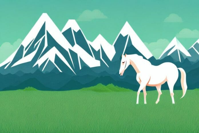 A horse in a grassy field