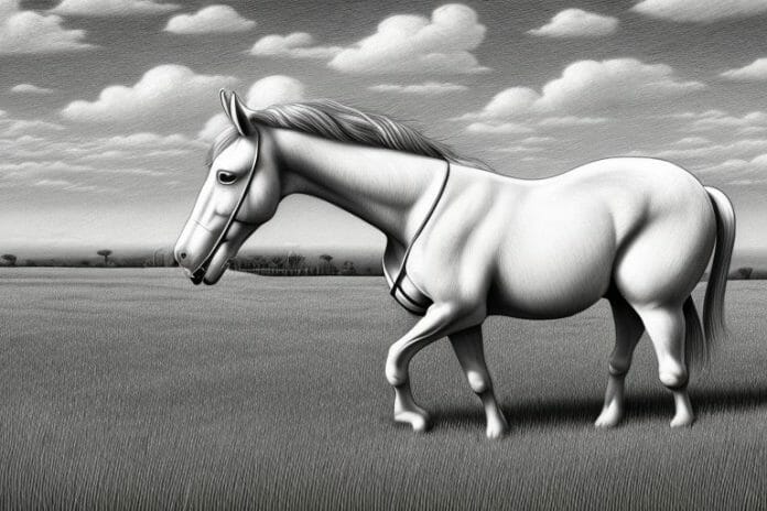 An irish draught horse in a field in hazyview