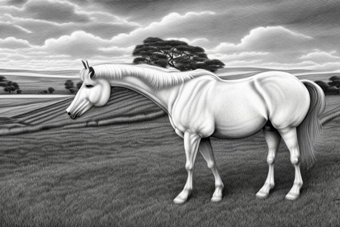 An irish draught horse in a rural setting in white river