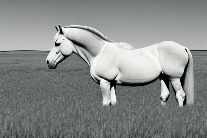 A beautiful irish draught horse in a field in springbok