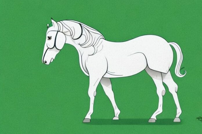 A beautiful irish draught horse in a lush