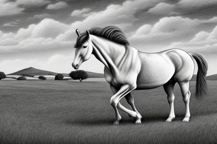 An irish draught horse in a rural south african landscape