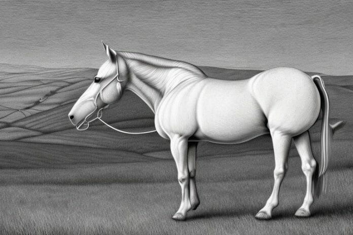 An irish draught horse in a rural setting in brits