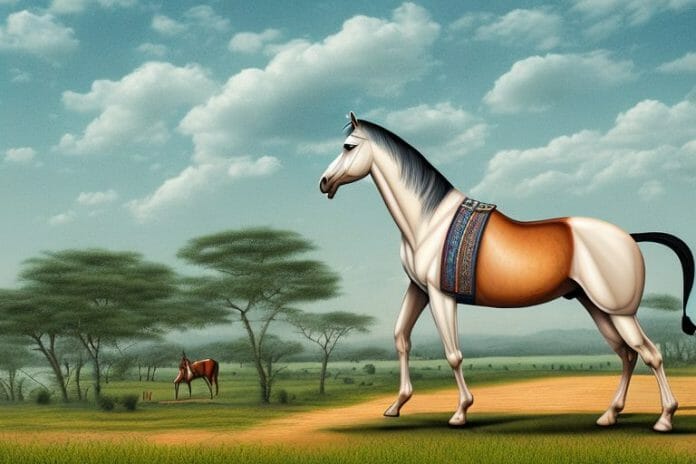 A marwari horse in a rural landscape in empangeni