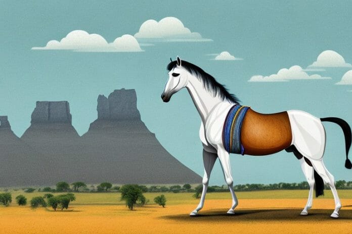 A marwari horse in a rural south african landscape