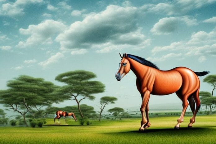 A marwari horse in a rural landscape in uitenhage