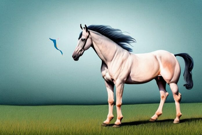 A marwari horse in a field in bisho