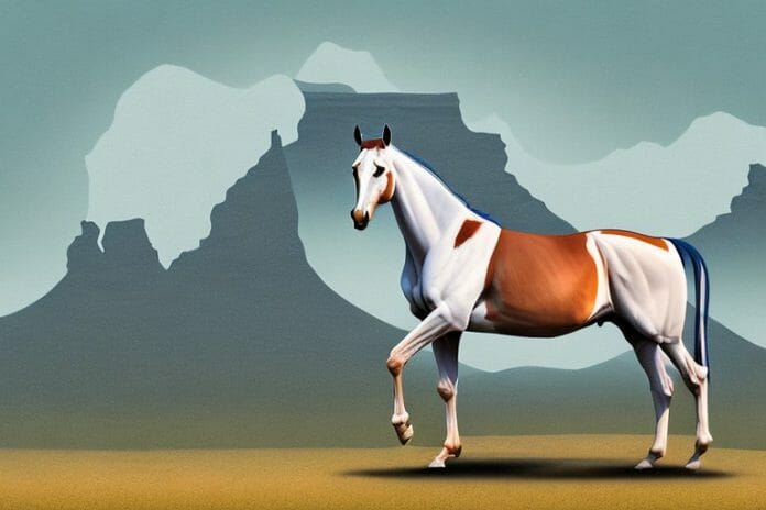 A marwari horse in a rural south african landscape