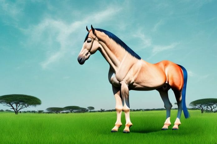 A marwari horse in a grassy field in the greater pretoria area of south africa