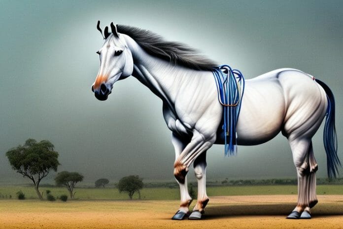 A marwari horse in a rural setting in south africa