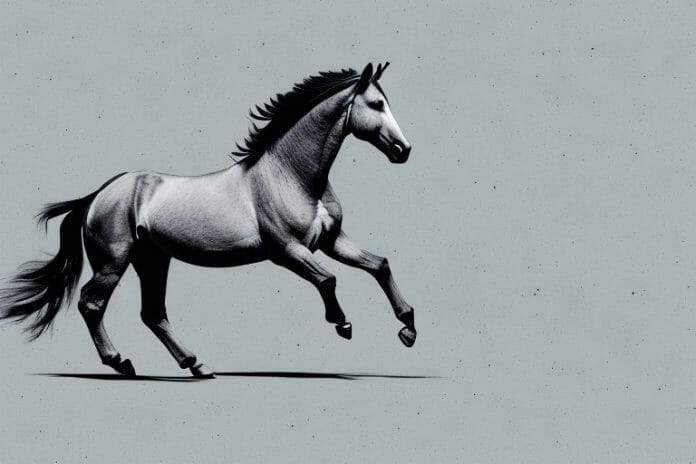 A marwari horse running in the south african landscape