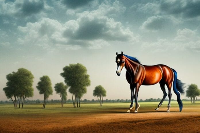 A marwari horse in a rural landscape in standerton
