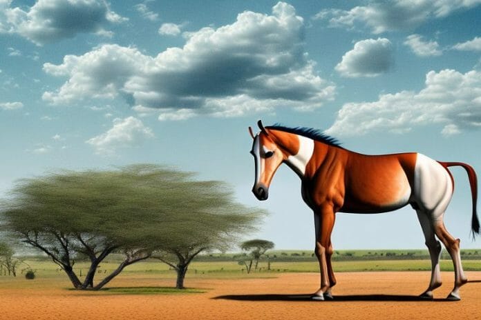 A marwari horse in a rural landscape in upington