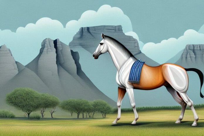 A marwari horse in the landscape of hartswater