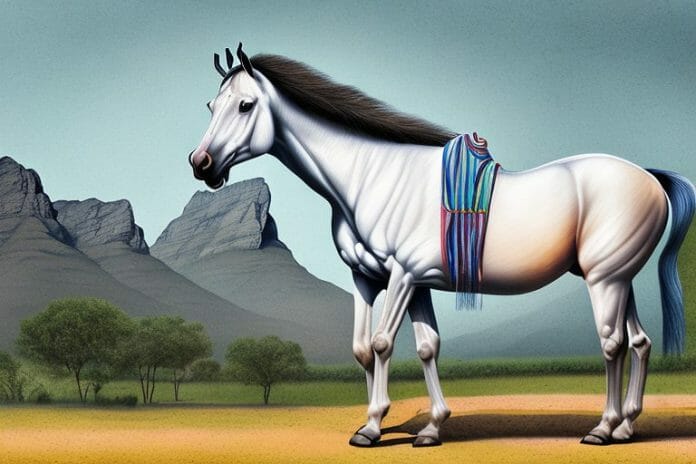 A marwari horse in a rural setting in stellenbosch