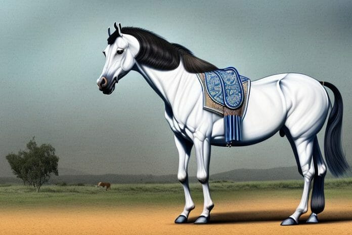 A marwari horse in a rural setting in george
