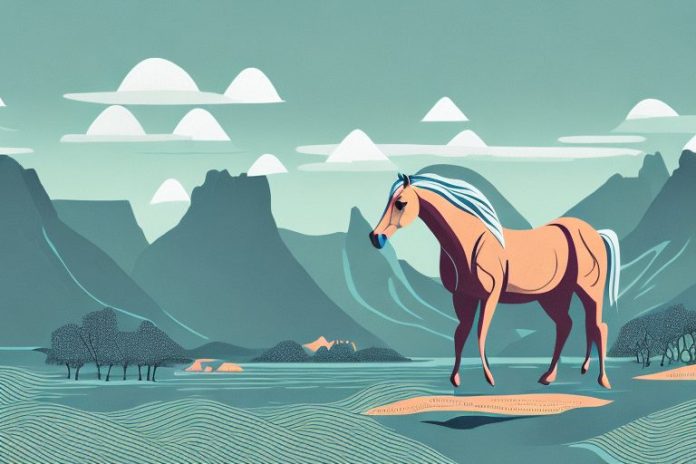 A fjord horse in a scenic landscape in george