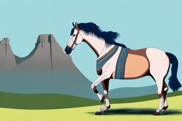 A marwari horse in a scenic landscape in hermanus